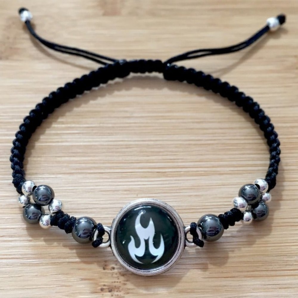 Fire Cabochon Charm Braided Bracelet